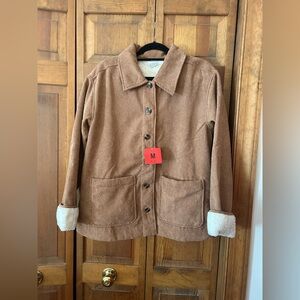 Boston Traders M Brown/Tan Textured Ribbed Fuax Corduroy Barn Coat Chore Coat